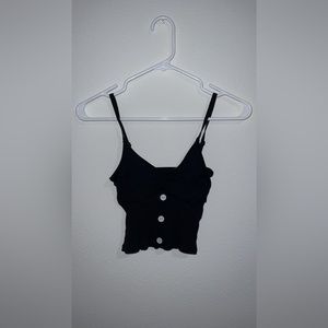 Black button crop top